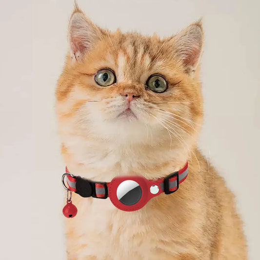 AirTag Cat Collar with Bell Pet Collar Safety Buckle GPS Tracker