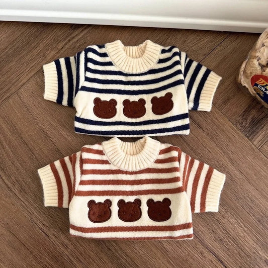 Cute Bear Dog Clothes Striped Autumn Winter Sweater for Dogs Pet Warm Coat Knitted Clothing Chihuahua Dachshund Puppy Pullover