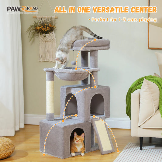 Large Cat Tree for Indoor Cats, Multi-Level Cat Tower with Scratching Post