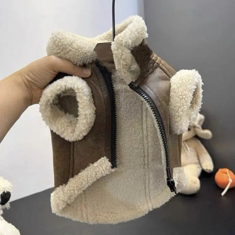 Pet Padded-Vest, Solid-Color Dog Jacket with Traction Buckle
