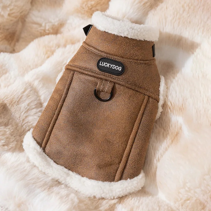 Pet Padded-Vest, Solid-Color Dog Jacket with Traction Buckle