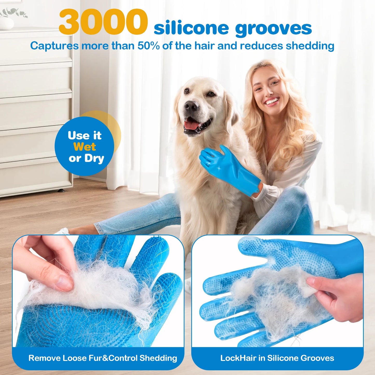 6PCS Pet Grooming Kit Silicone Dog Toothbrush Finger Dog Bath Gloves Dog Shampoo Brush Pet Grooming Gloves Dog Cat Bath Supplies