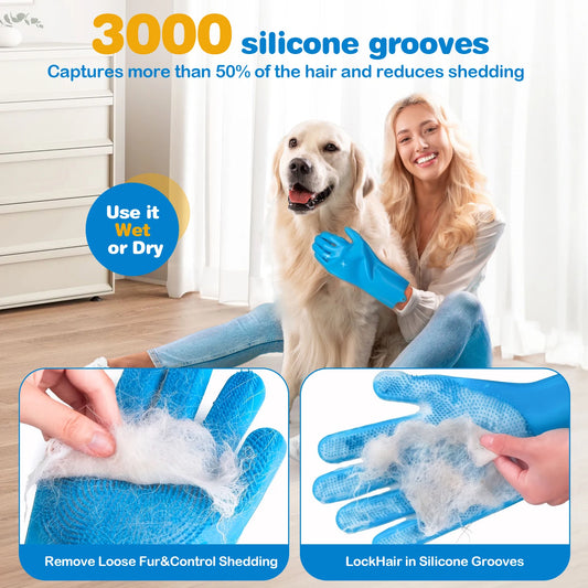 6PCS Pet Grooming Kit Silicone Dog Toothbrush Finger Dog Bath Gloves Dog Shampoo Brush Pet Grooming Gloves Dog Cat Bath Supplies