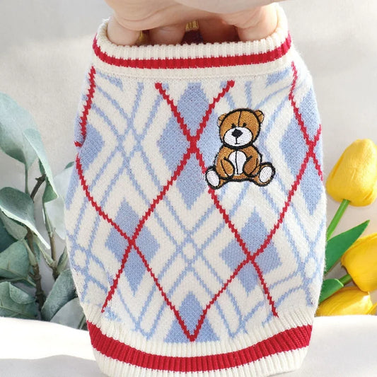 Cute Bear Dog Clothes Striped Autumn Winter Sweater for Dogs Pet Warm Coat Knitted Clothing Chihuahua Dachshund Puppy Pullover