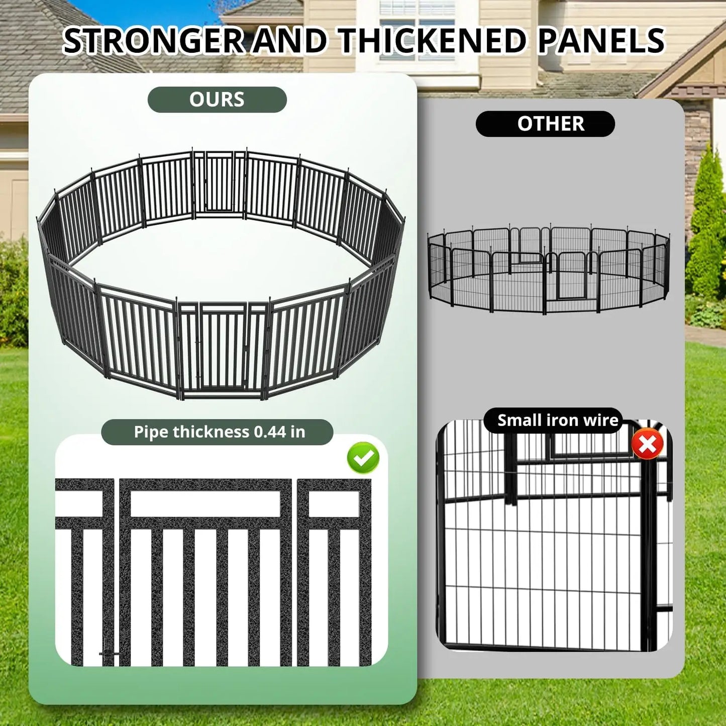 40" Height 16 Panel Dog Fence Outdoor Yard Playpen Portable Kennel for Camping