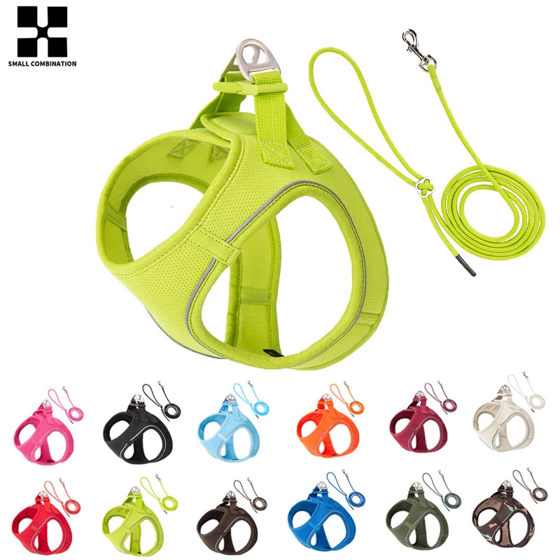 Dog Harness Leash Set for Small Medium Dog - Adjustable Reflective