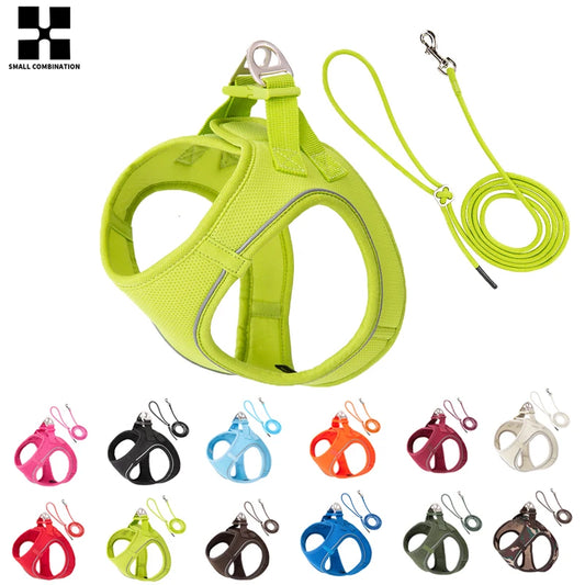 Dog Harness Leash Set for Small Medium Dog - Adjustable Reflective