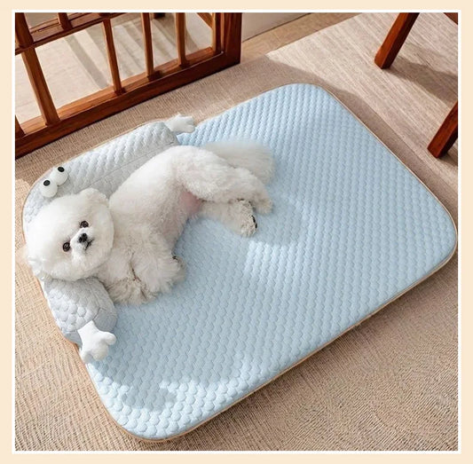 Dog Mats All Season Cool Ice Silk Pet Bed Washable Non Slip Breathable Mat for Dogs Cats Indoor Home Daily Use Cozy Soft Pet Bed