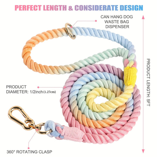 Colored Dog Leash Strong & Stylish Braided Rope Dog Leash - Perfect for Small, Medium & Large Dogs! Christmas Gift Pet Leashes