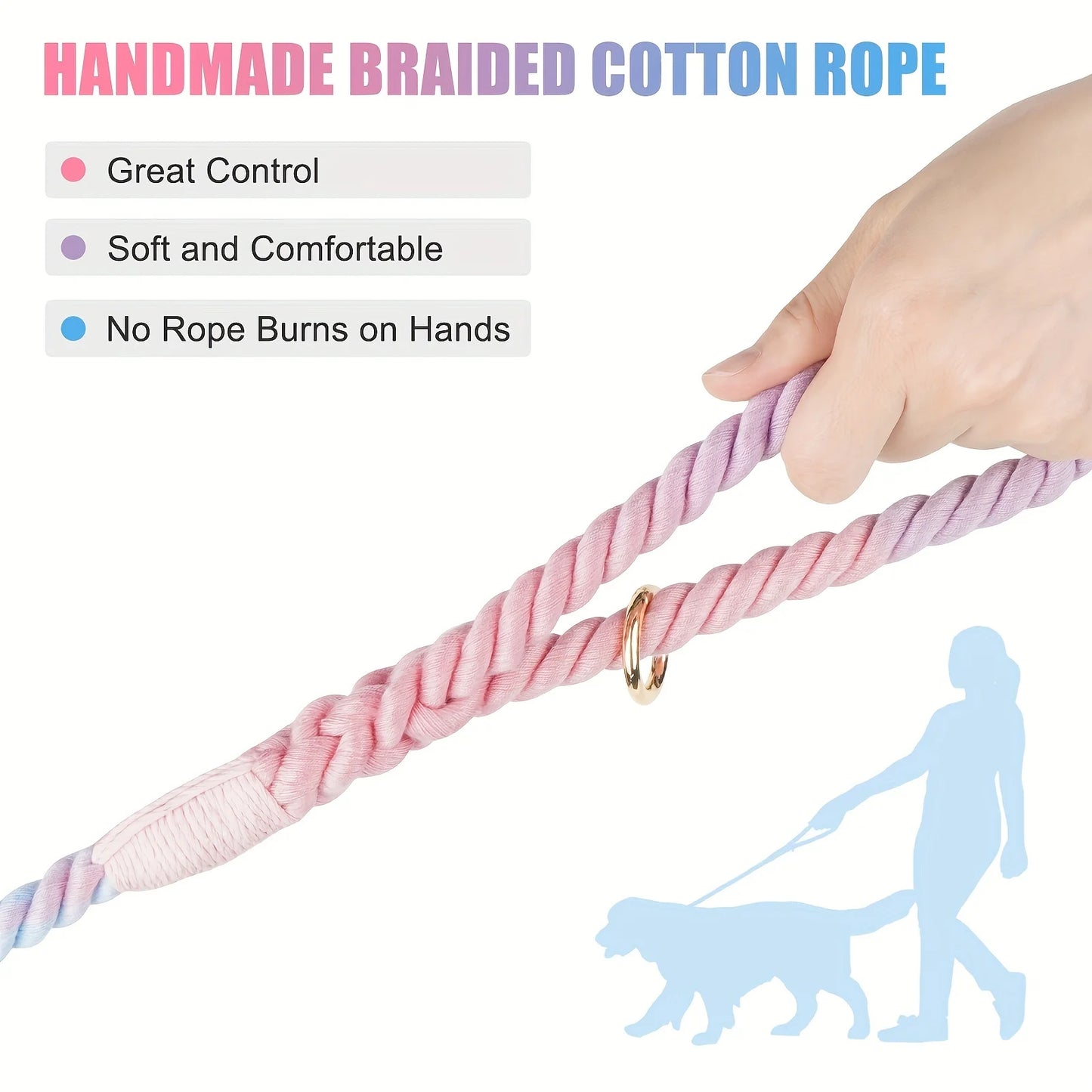 Colored Dog Leash Strong & Stylish Braided Rope Dog Leash - Perfect for Small, Medium & Large Dogs! Christmas Gift Pet Leashes