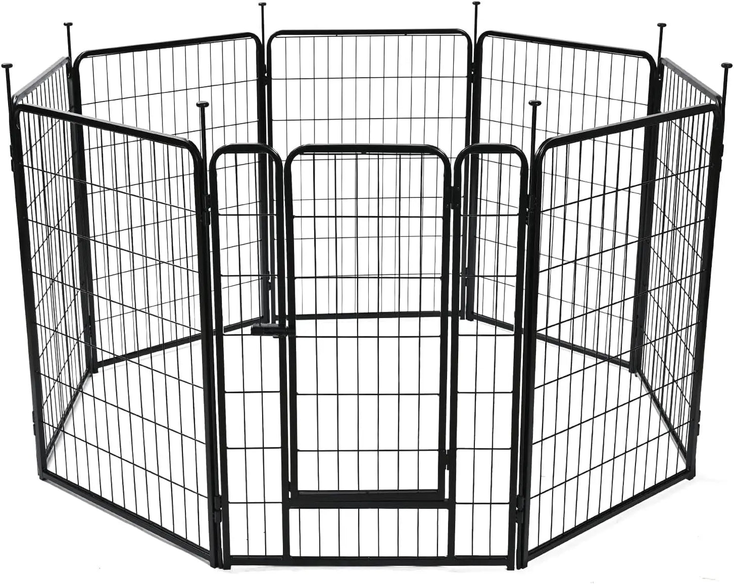 Dog Playpen 8 Panels Metal Fence with Door Foldable for Indoor Outdoor Use 36 Inch Height Black