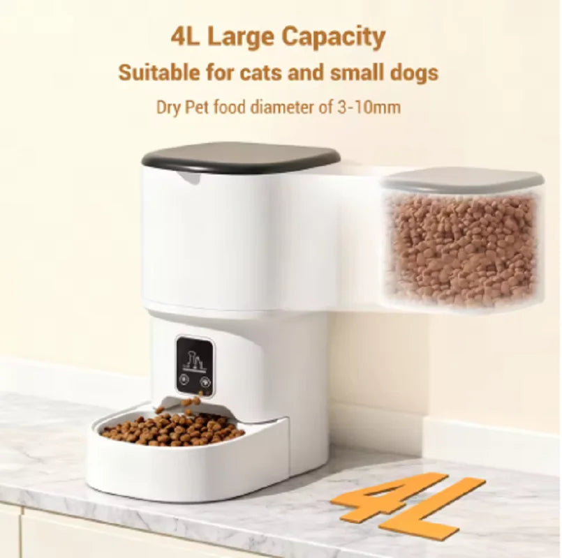 4L WiFi  Automatic Pet Feeder Programmable  Automatic Pet Feeder for Small Dogs Cats, Up to 6 Meals Daily, Timer/Portion Control