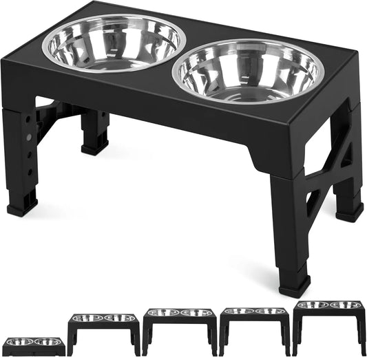 Adjustable Elevated Dog Bowls with Stainless Steel Bowls