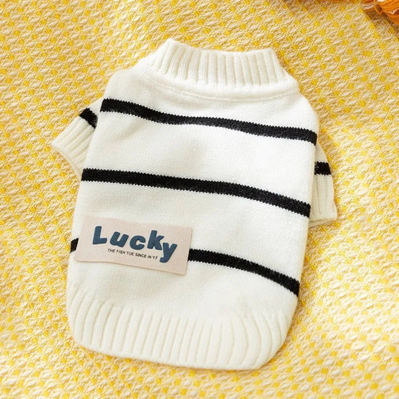 Cute Bear Dog Clothes Striped Autumn Winter Sweater for Dogs Pet Warm Coat Knitted Clothing Chihuahua Dachshund Puppy Pullover