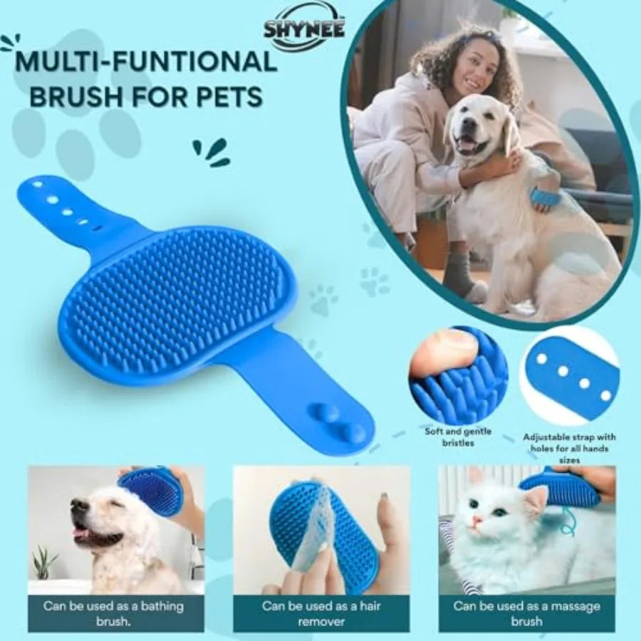8PCs Dog Grooming Kit - Dog Shampoo Brush Washing Gloves Adjustable Dog Bath Brush Dog Paw Cleaner 2X Toothbrush Dog Scrubber F