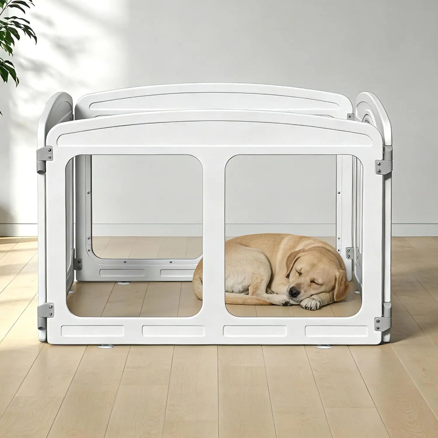 Clear Indoor Dog Playpen for Small Breeds, 24-Inch Height with 4 Panels, White