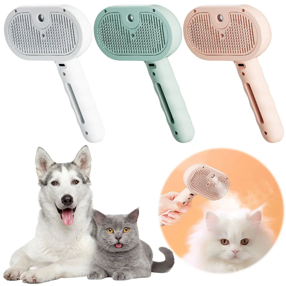 3 in 1 Cat Steam Brush Cat Grooming Brush with Release Button