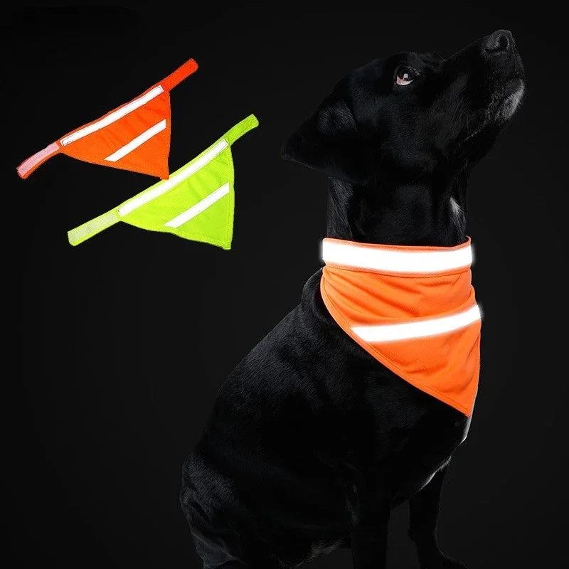 Dog Bright Polyester Pet Towel Scarf Bandanas Reflective Bib Color Triangular