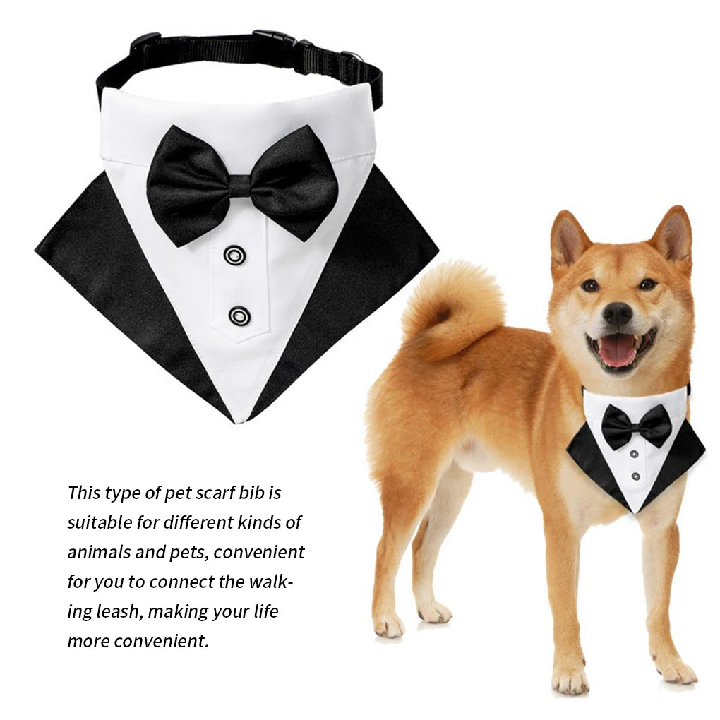 Pet Bandana Cotton Bib Scarf with Collar, Red Black, L