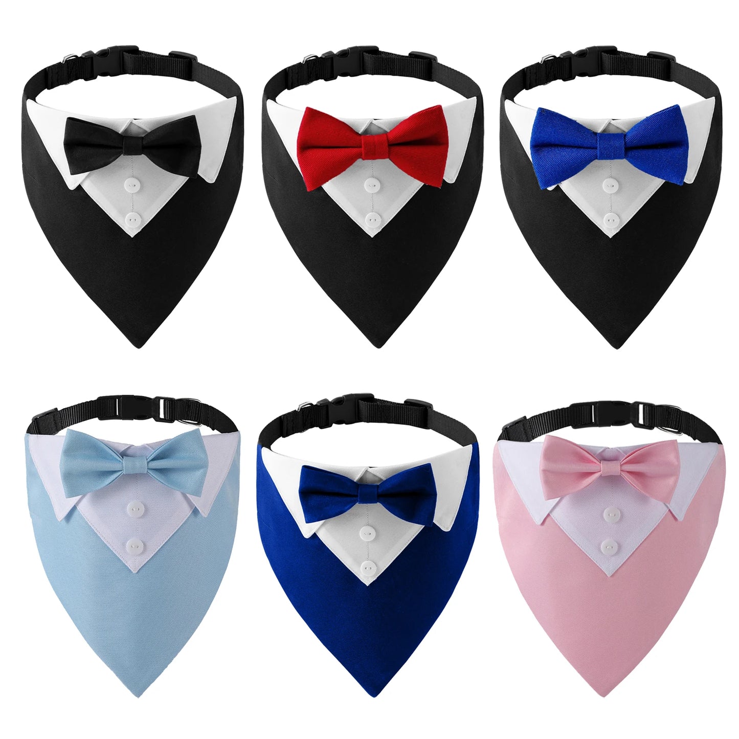 Bow Tie Dog Collar Tuxedo Bandana Adjustable
