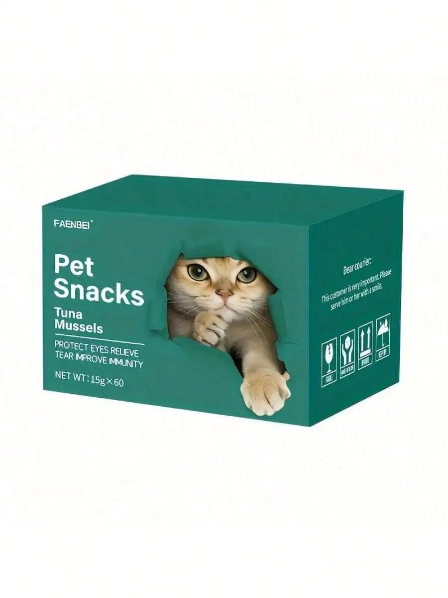 Pet Snacks, Assorted Lickable & Squeezable Cat Treats, Chicken Egg Yolk/Salmon Krill/Tuna Mussels, 0.52 Oz Pouches,