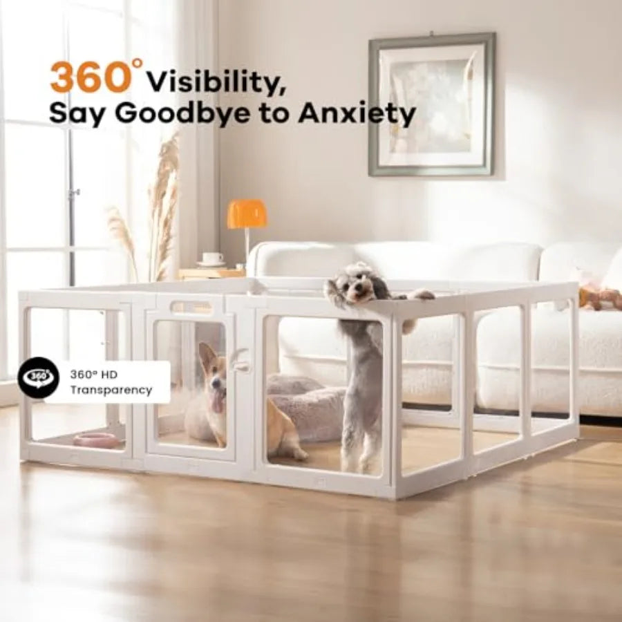 Indoor pet playpen for puppies cats rabbits: clear acrylic material transparent color lightweight and easy-to-assemble panels