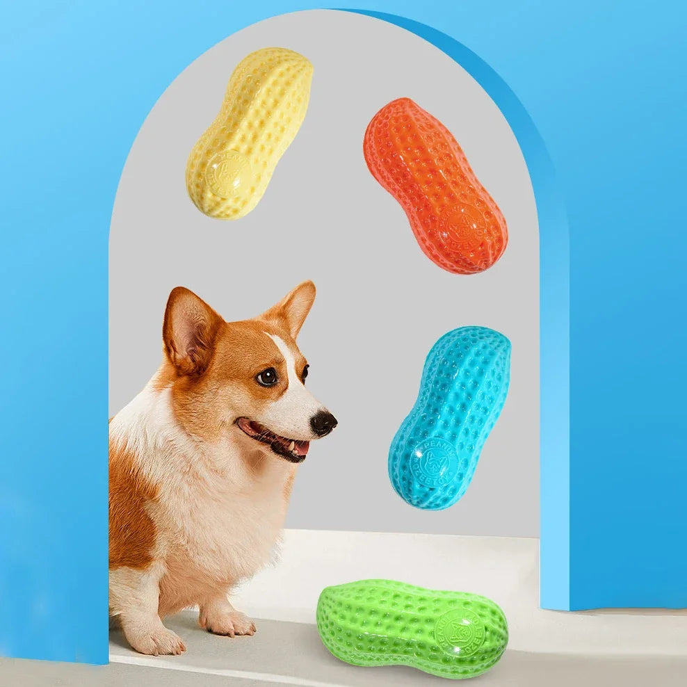 Dog Chewing Toy Simulation Peanut Squeaking Plaything Grinding Teeth Cleaning Anti Bite Rubber Cat Pet Toy Interactive Chew