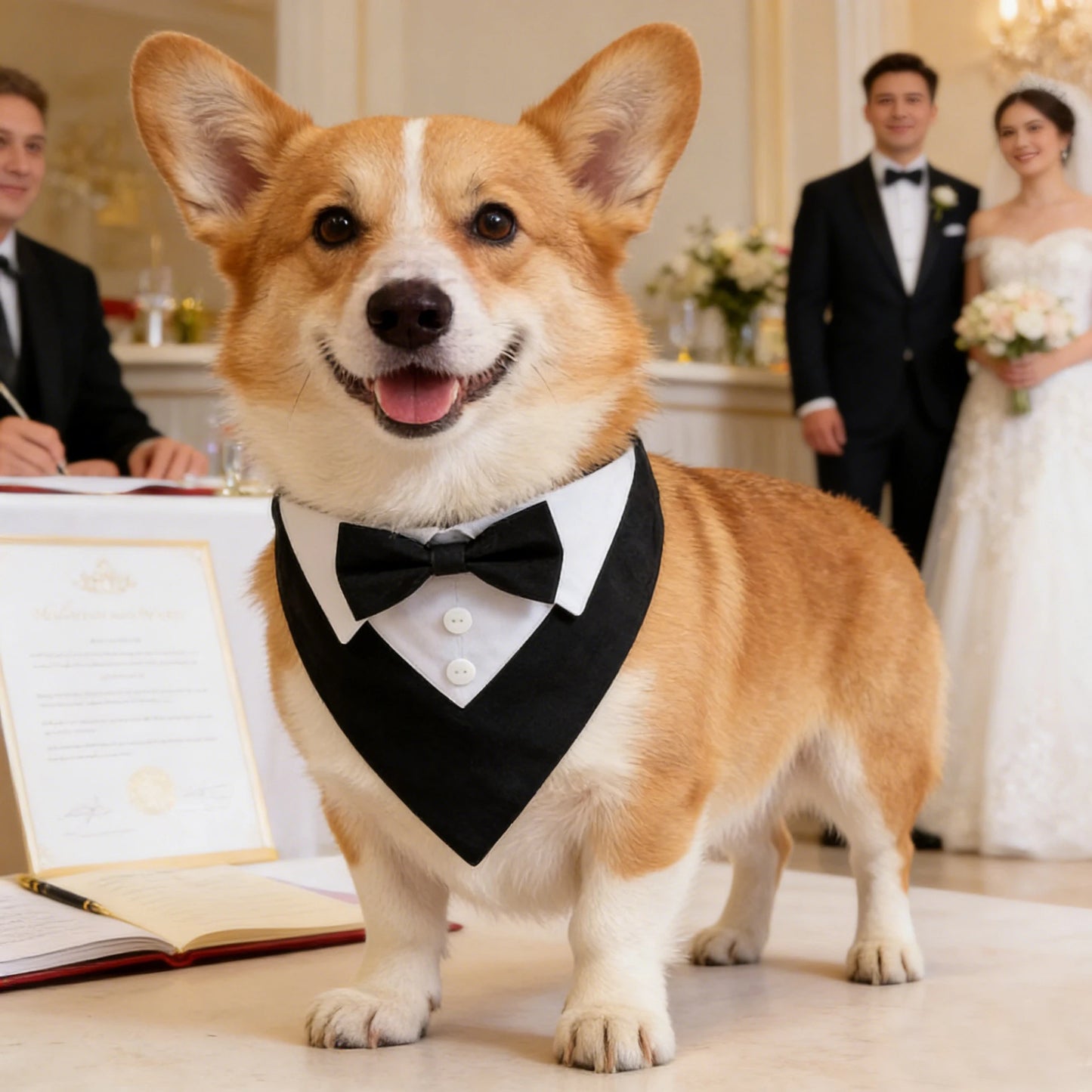 Bow Tie Dog Collar Tuxedo Bandana Adjustable