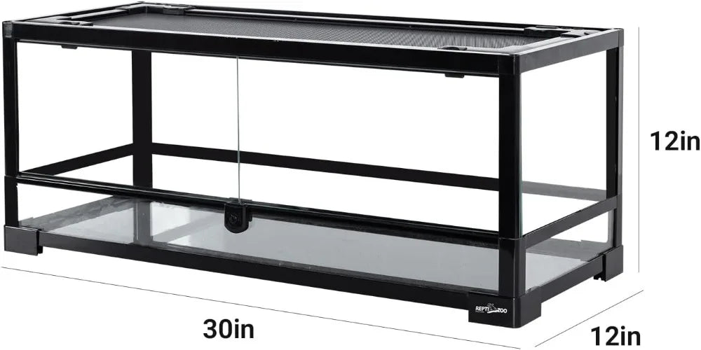 Front Opening Glass Reptile Tank 20 Gallon, 30"x12"x12", Top Screen Ventilation, Escape Proof for Gecko Lizard Snake