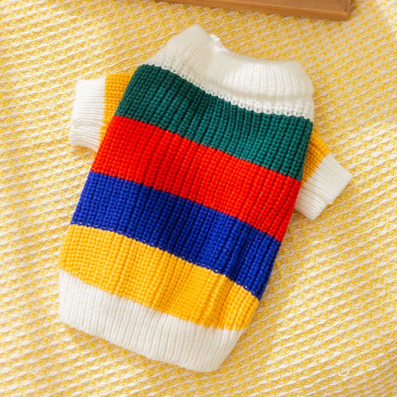 Cute Bear Dog Clothes Striped Autumn Winter Sweater for Dogs Pet Warm Coat Knitted Clothing Chihuahua Dachshund Puppy Pullover