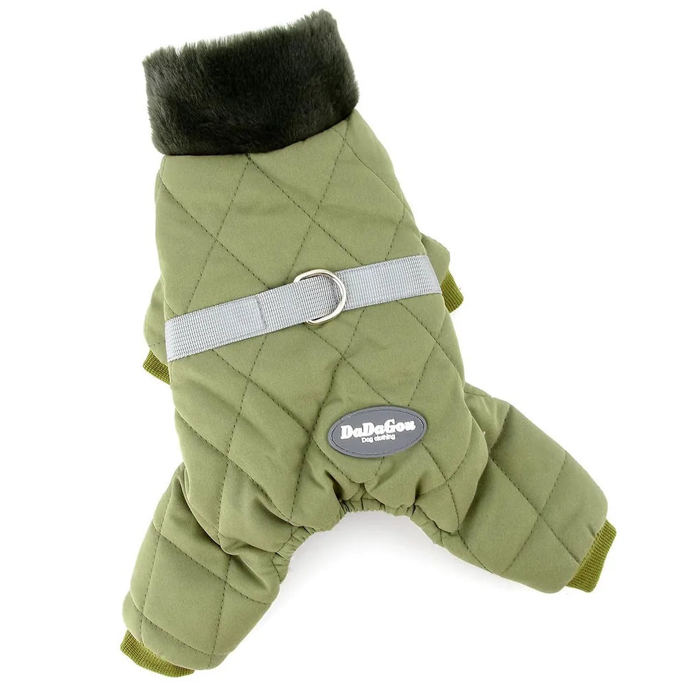 Winter Thick Fleece Dog Snowsuit for Small Dogs Cat Boy Puppy Soft Warm Full Body Jacket Coats with D-Ring 4-Legged Pet Clothes