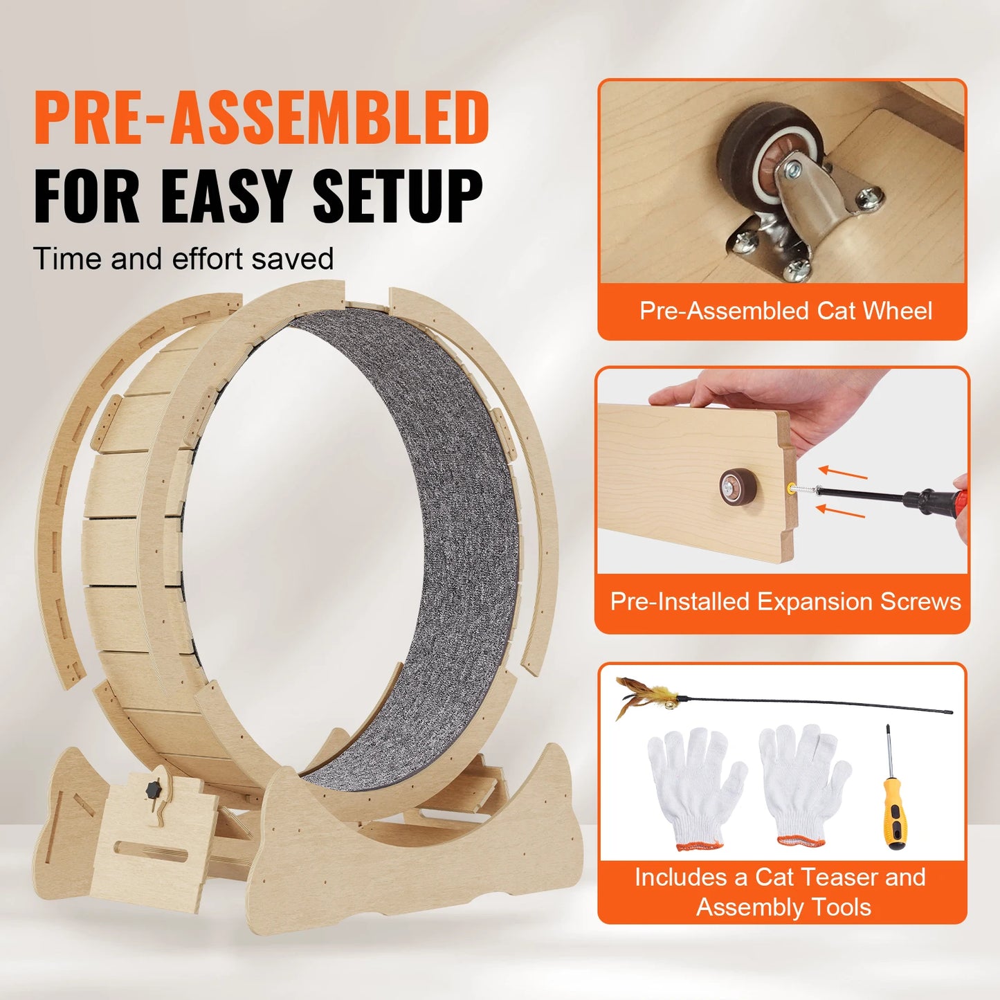 Wooden Cat Exercise Wheel for Indoor Cats of All Sizes