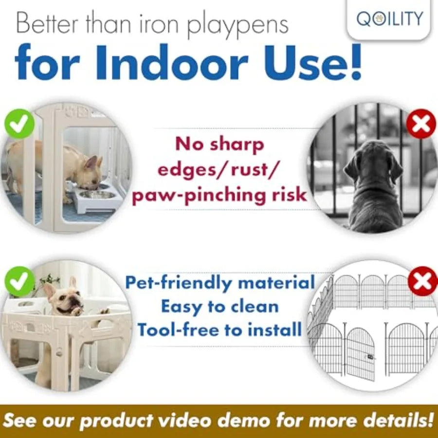 Clear Dog Playpen with Door - Height 30 Inch 12 Panels - Reduces Indoor Puppy/Small Dog Anxiety White