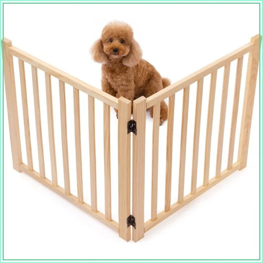 Non-Painted Wooden Freestanding Pet Gate for Dogs, 2-Panel, 23" H, Natural Pine, No Assembly Needed