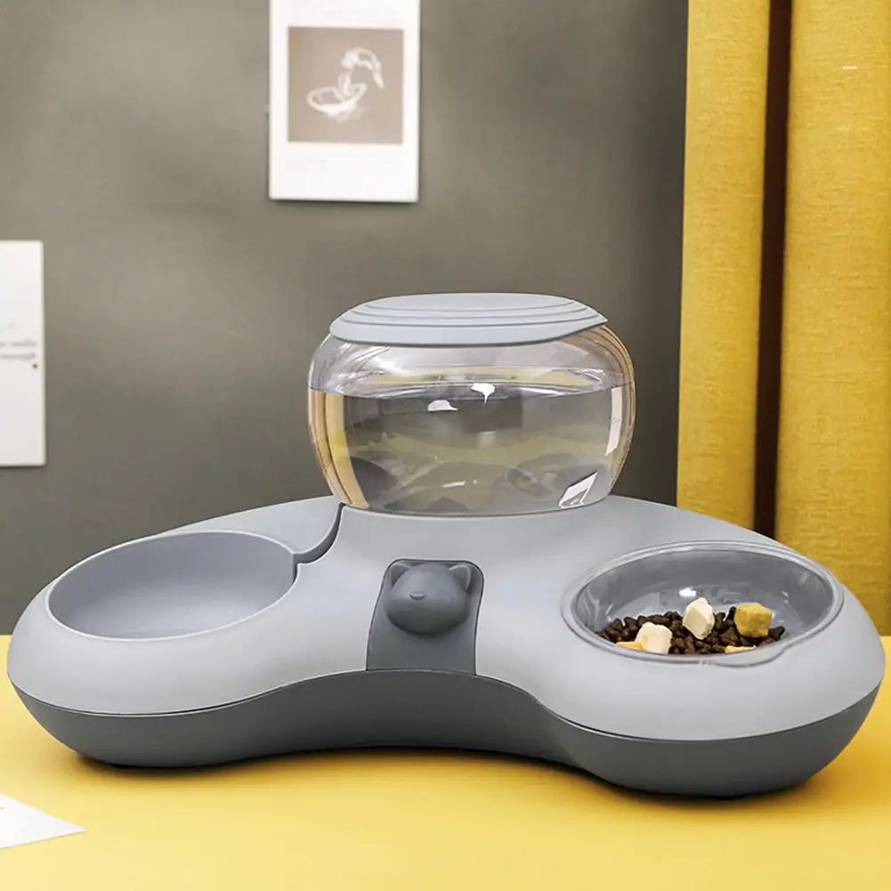 2 In 1 Automatic Cat Water Dispenser Anti Slip Drinking Stand 1.4L Water Tank Auto Water Drinker Feeder Bowl Pet Supplies