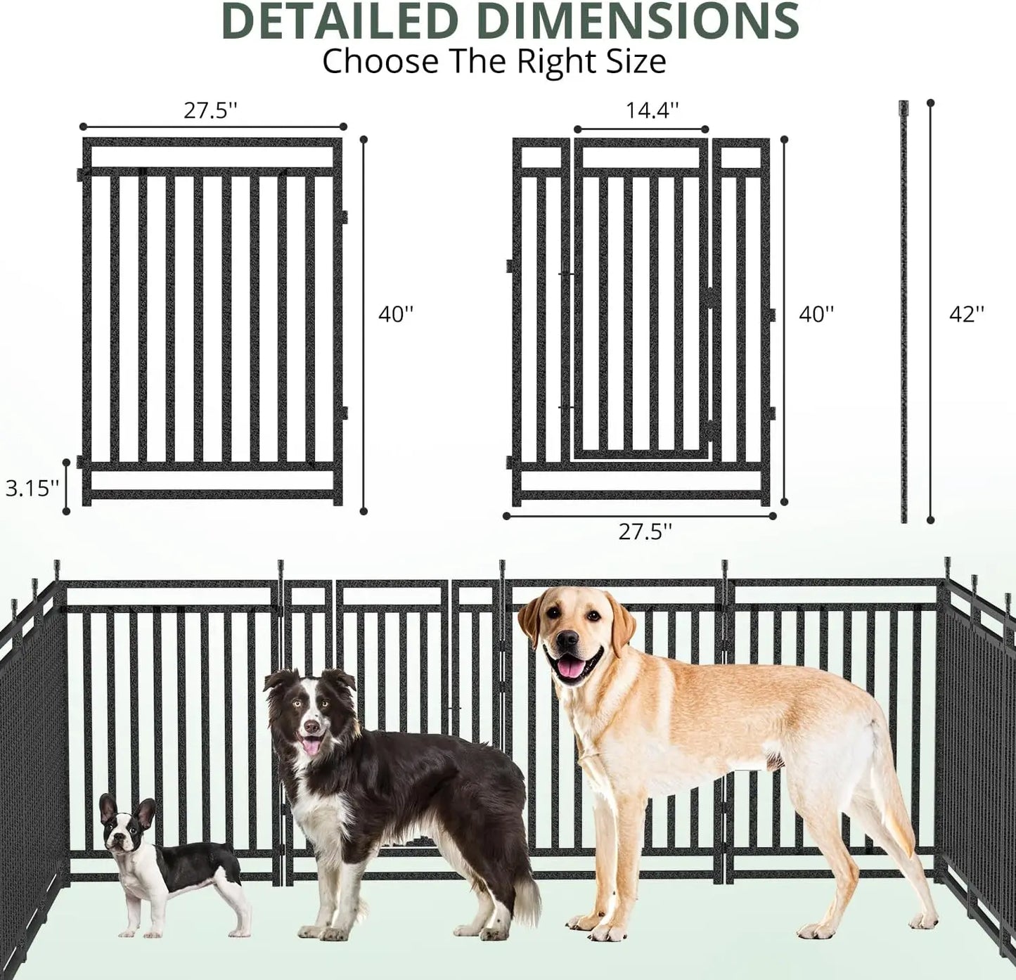 40" Height 16 Panel Dog Fence Outdoor Yard Playpen Portable Kennel for Camping