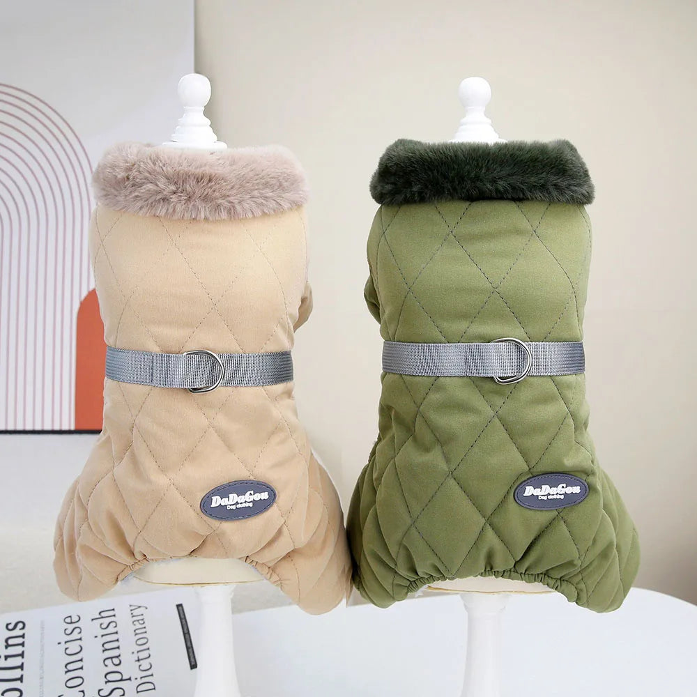Winter Thick Fleece Dog Snowsuit for Small Dogs Cat Boy Puppy Soft Warm Full Body Jacket Coats with D-Ring 4-Legged Pet Clothes