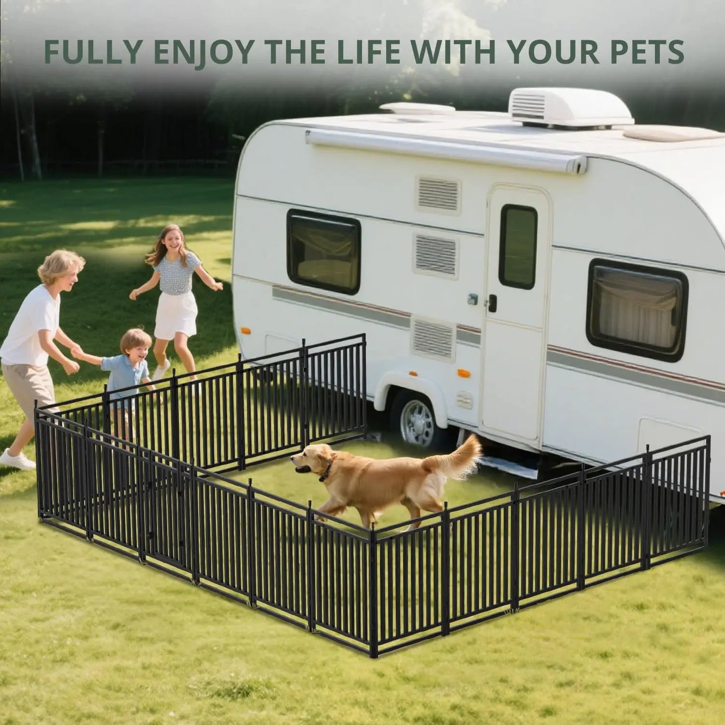 40" Height 16 Panel Dog Fence Outdoor Yard Playpen Portable Kennel for Camping
