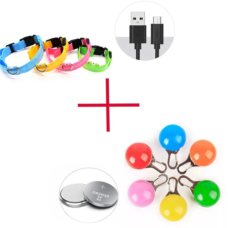 USB Charging Glowing Dog Collar With  battery