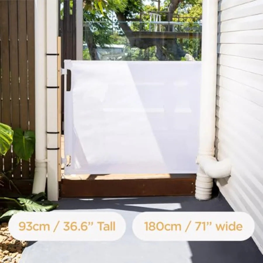 Indoor/Outdoor Paw Proof Retractable Dog Gate 36.6" Tall Extends to 71" Wide