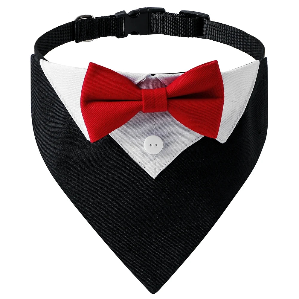 Bow Tie Dog Collar Tuxedo Bandana Adjustable