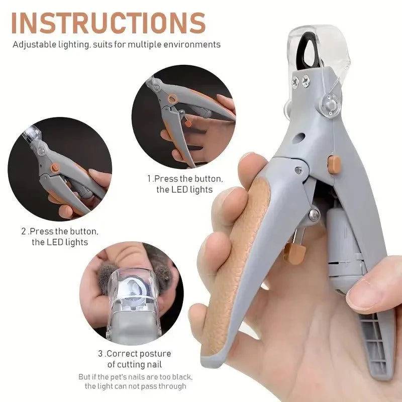 LED Pet Nail Clippers with LED Light Pet Cat Dog Nail Clippers Polished Pet Cleaning Supplies