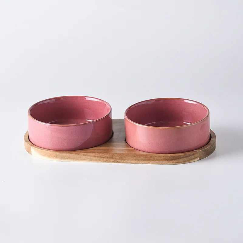 Cat Bowl Cat Food Bowl Ceramic Pet Food Water Feeder Small and Medium-sized Dogs Protection Spine Protection Rollover Prevention