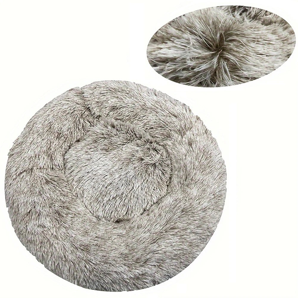 Round Dog Bed Winter Warm Cat Bed Plush Basket for Dog Washable Pet Bed for Small Medium Large Dog Sofa Cat