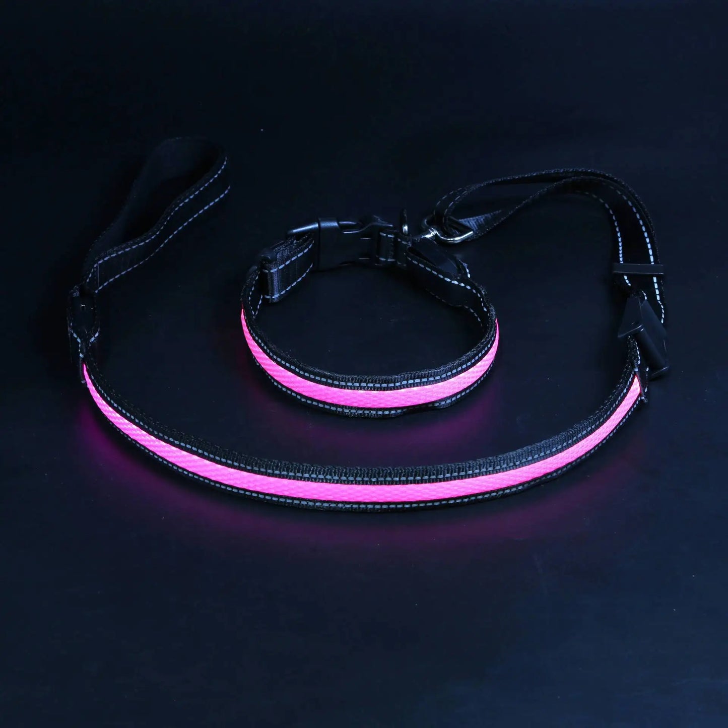USB charging luminous dog collar, LED waterproof pet collar, dual color mesh dog neck, gold fur, night time anti loss