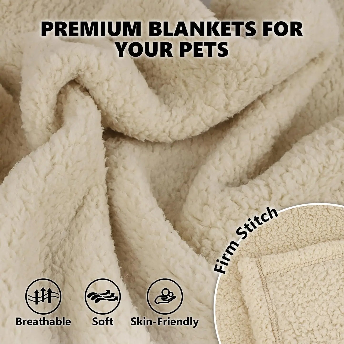 2-in-1 Super Soft Sherpa & Fleece Dog Blankets for Small Dogs - Washable & Portable - Beige (24"x32")