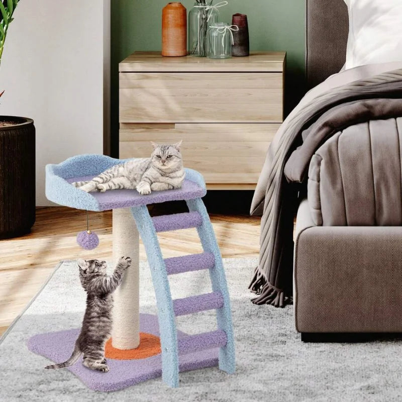 2-Tier Modern Cat Tree Tower Kitten Activity Center With Sisal Scratching Post