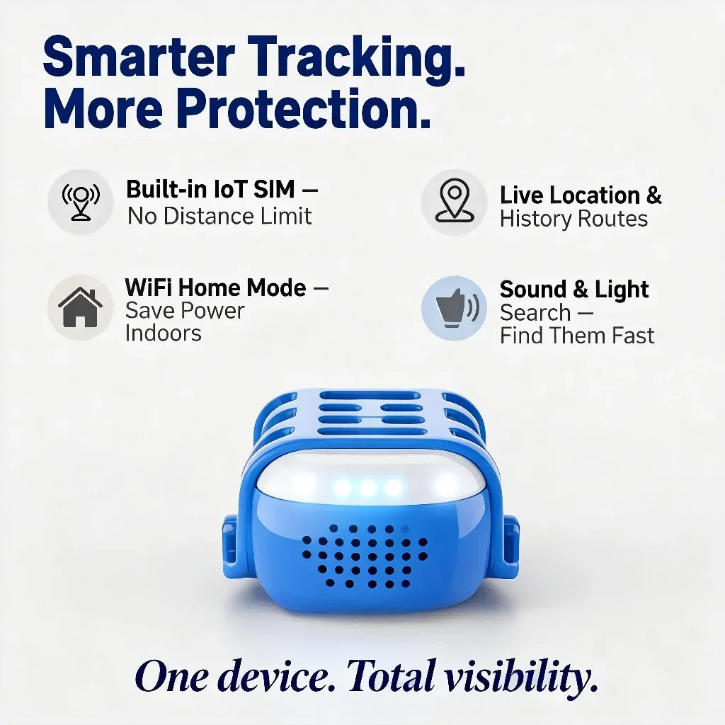 GPS Pet Tracker for Dogs Cats Built-in IoT Sim WiFi Tracking Unlimited Distance QR Code Anti-Lost Locator, Subscription Required
