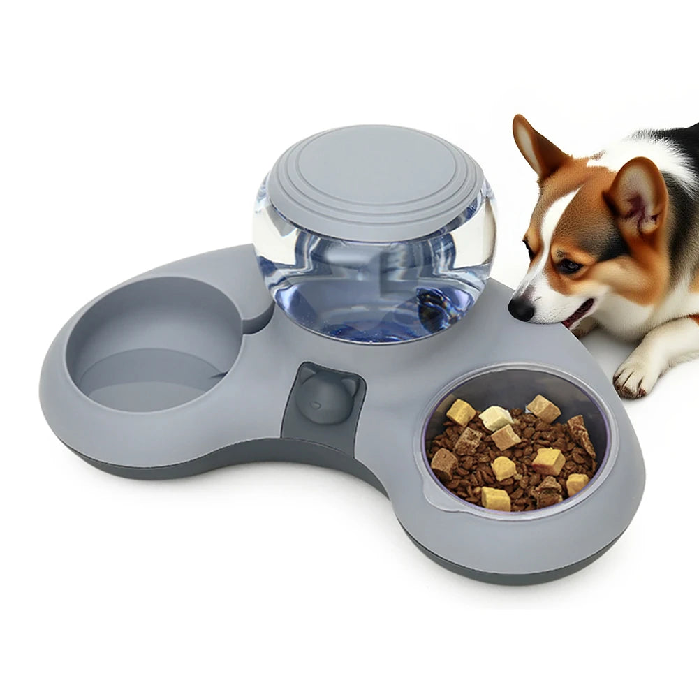 2 In 1 Automatic Cat Water Dispenser Anti Slip Drinking Stand 1.4L Water Tank Auto Water Drinker Feeder Bowl Pet Supplies