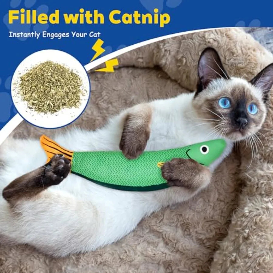 Interactive Cat Toys with Catnip Soft Durable Material Rattle Sound Chew Proof Design for Indoor Cats 3 Pack in Saury Color Sui
